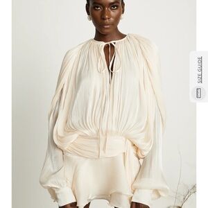 Miss Rosier Eugénie Fully Pleated Ruffled Mini Dress in Neutrals (NEVER WORN)